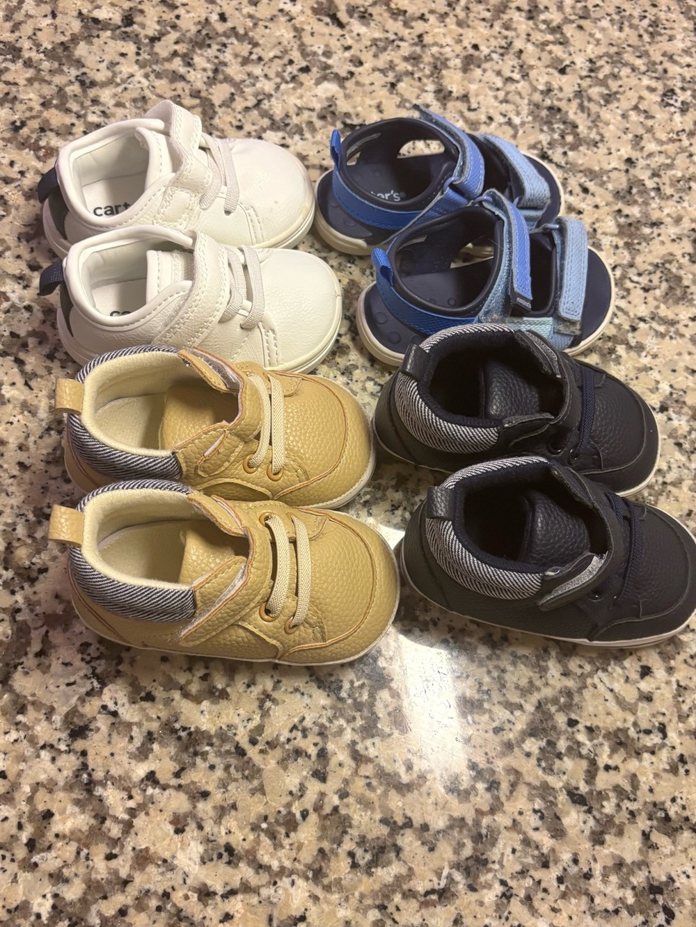 Kids Casual Sneakers in White, Blue, Tan, and Black